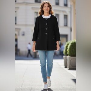 Veeko Wool Black Pea Coat Size Small